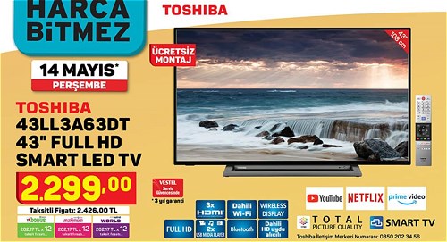 Toshiba 43LL3A63DT 43" Full Hd Smart Led Tv image