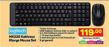 Logitech MK220 Kablosuz Klavye Mouse Set image