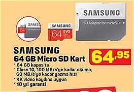 Samsung 64 GB Micro SD Kart image