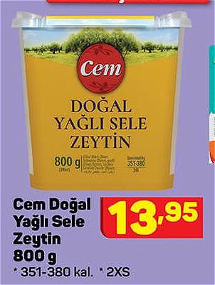 Cem Doğal Yağlı Sele Zeytin 800 g image