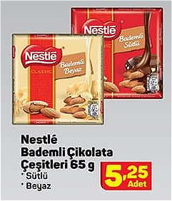 Nestle Bademli Çikolata Çeşitleri 65 g image