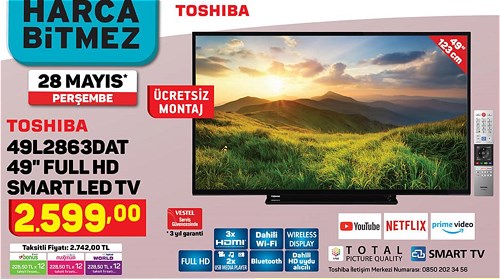 Toshiba 49L2863DAT 49" Full Hd Smart Led Tv image