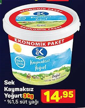 Sek Kaymaksız Yoğurt 3 kg image