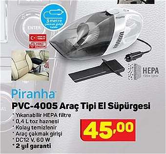 Piranha PVC-4005 Araç Tipi El Süpürgesi image