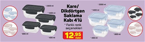 Kare/Dikdörtgen Saklama Kabı 4'lü image