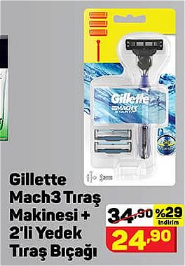 Gillette Mach3 Tıraş Makinesi+2'li Yedek Tıraş Bıçağı | İndirimde Market