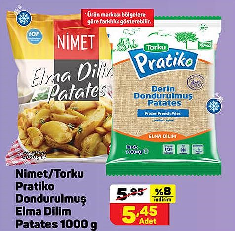 Nimet/Torku Pratiko Dondurulmuş Elma Dilim Patates 1000 g image