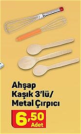 Ahşap Kaşık 3'lü/Metal Çırpıcı image