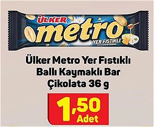 Ülker Metro Yer Fıstıklı Ballı Kaymaklı bar Çikolata 36 g image