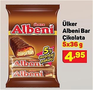 A101 Ülker Albeni Bar Çikolata 5x36 g