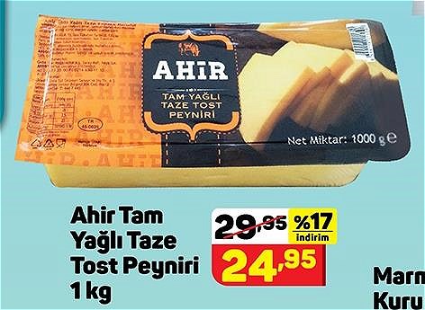 Ahir Tam Yağlı Taze Tost Peyniri 1 kg image