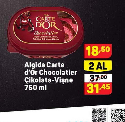 Algida Carte D'or Chocolatier Çikolata-vişne 750 Ml 2 Adet image