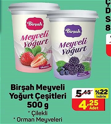 A101 Birşah Meyveli Yoğurt Çeşitleri 500 g