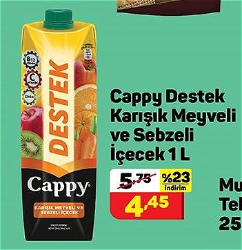 Cappy Destek Karışık Meyveli ve Sebzeli İçecek 1 l image