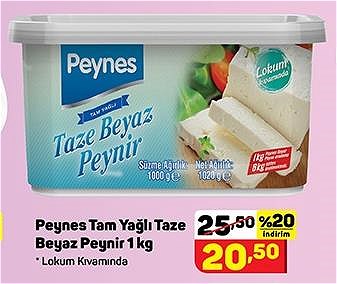 Peynes Tam Yağlı taze Beyaz Peynir 1 kg image