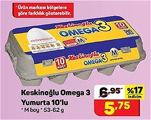 Keskinoğlu Omega 3 Yumurta 10'lu M Boy 53-62 g image