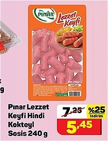 Pınar Lezzet Keyfi Hindi Kokteyl Sosis 240 g image