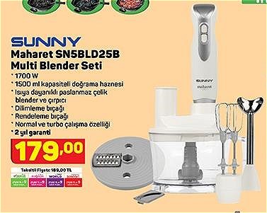 Sunny Maharet SN5BLD25B Multi Blender Seti 1700 W image