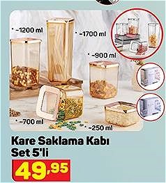 Kare Saklama Kabı Set 5'li image