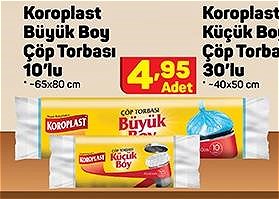 Koroplast Büyük Boy Çöp Torbası 10'lu 65x80 cm image