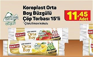 Koroplast Orta Boy Büzgülü Çöp Torbası 15'li  image