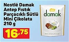 Nestle Damak Antep Fıstık Parçacıklı Sütlü Mini Çikolata 210 g image