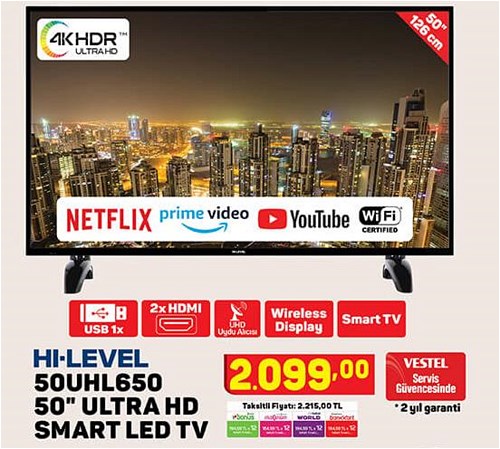 Hi-Level 50UHL650 50" Ultra HD Smart Led Tv image