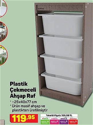 Plastik Çekmeceli Ahşap Raf image