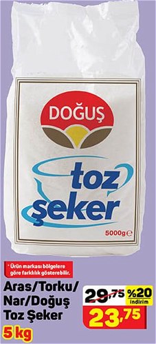 Aras/Torku/Nar/Doğuş Toz Şeker 5 kg image