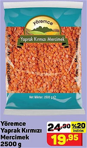 Yöremce Yaprak Kırmızı Mercimek 2500 g image