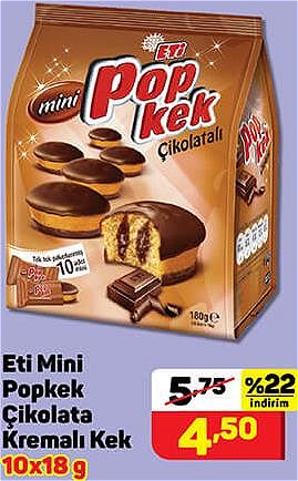 Eti Mini Popkek Çikolata Kremalı Kek 10x18 g image