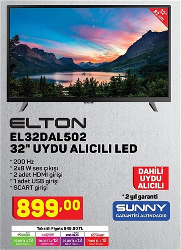 Elton EL32DAL502 32" 82 cm Uydu Alıcılı Led image