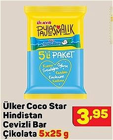 Ülker Coco Star Hindistan Cevizli Bar Çikolata 5x25 g image