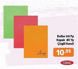 Tokaç A4 Pp Kapak 40 Yp Çizgili Kareli Defter  image