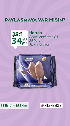 Harras Sade Dondurma 6'lı 360 ml image