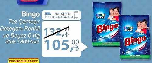 Bingo Toz Çamaşır Deterjanı Renkli ve Beyaz 6 Kg image