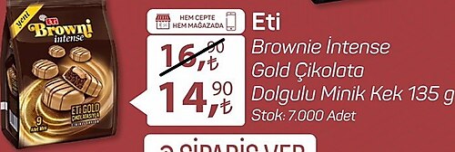 Eti Brownie İntense Gold Çikolata Dolgulu Minik Kek 135 g  image