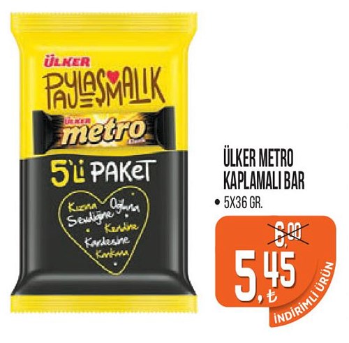 Ülker Metro Kaplamalı Bar 5x36 gr image