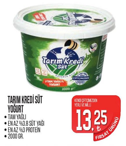 Tarım Kredi Süt Yoğurt Tam Yağlı 2000 gr image