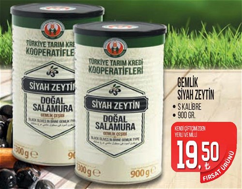 Tarım Kredi Birlik Gemlik Siyah Zeytin S Kalibre 900 gr image