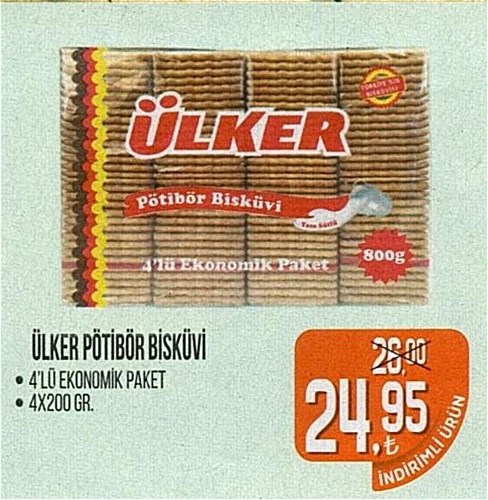 Ülker Pötibör Bisküvi 4'lü Ekonomik Paket 4x200 Gr image