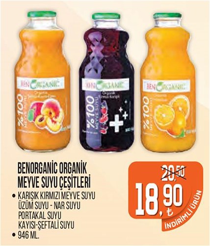 Benorganic Organik Meyve Suyu Çeşitleri 946 ml image