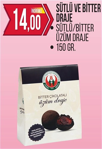 Tarım Kredi Birlik Sütlü/Bitter Üzüm Draje 150 gr image