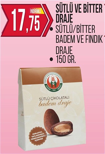 Tarım Kredi Birlik Sütlü/Bitter Badem ve Fındık Draje 150 gr image