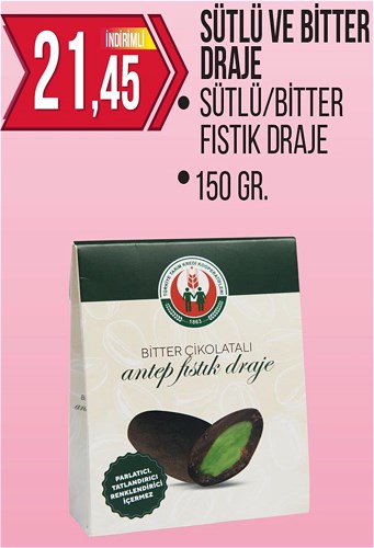 Tarım Kredi Birlik Sütlü/Bitter Fıstık Draje 150 gr image