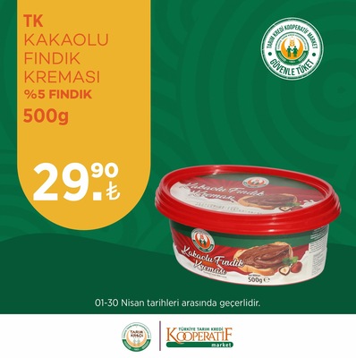 Tarım Kredi Kooperatifi Tarım Kredi Birlik Kakaolu Fındık Kreması 500 g