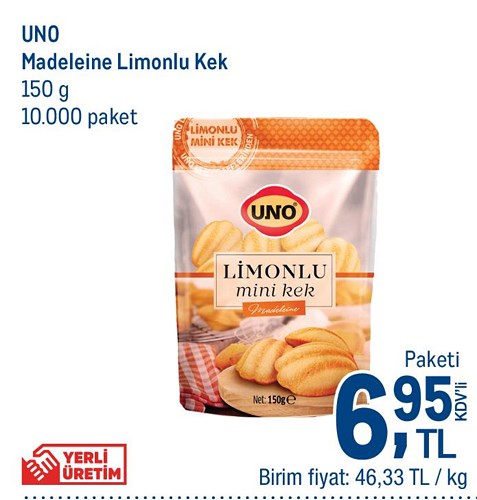 Uno Madeleine Limonlu Kek 150 g image