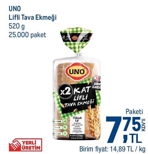 Uno Lifli Tava Ekmeği 520 g image