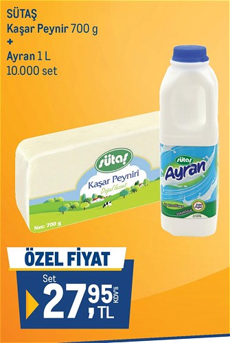 Sütaş Kaşar Peynir 700 g+Ayran 1 l image