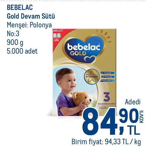 Bebelac Gold Devam Sütü No:3 900 g image